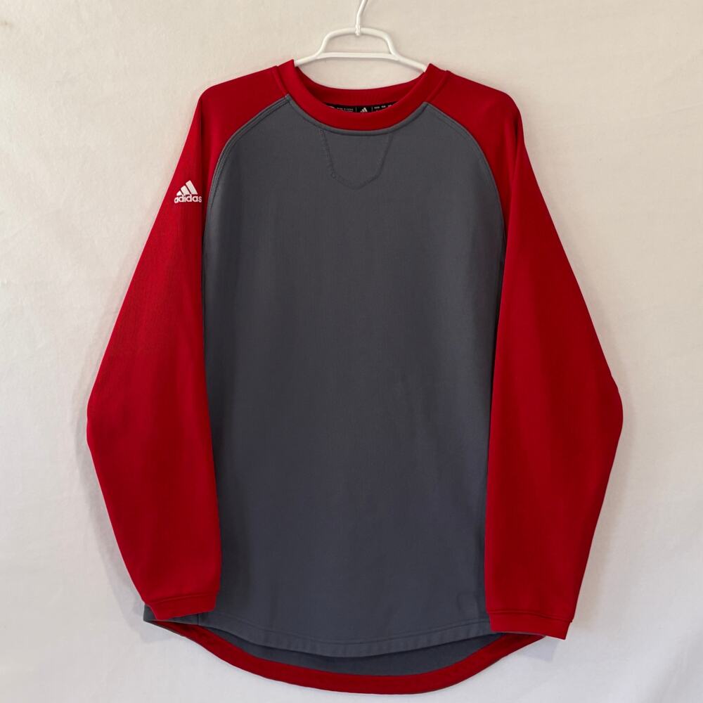 Adidas Sweatshirt Mens Large Red Long Sleeve Warm Fleece Athleisure Pullover
